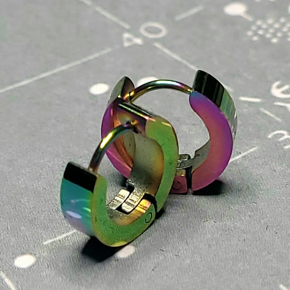 Unisex Multicolored Stainless Steel Hoop Earrings